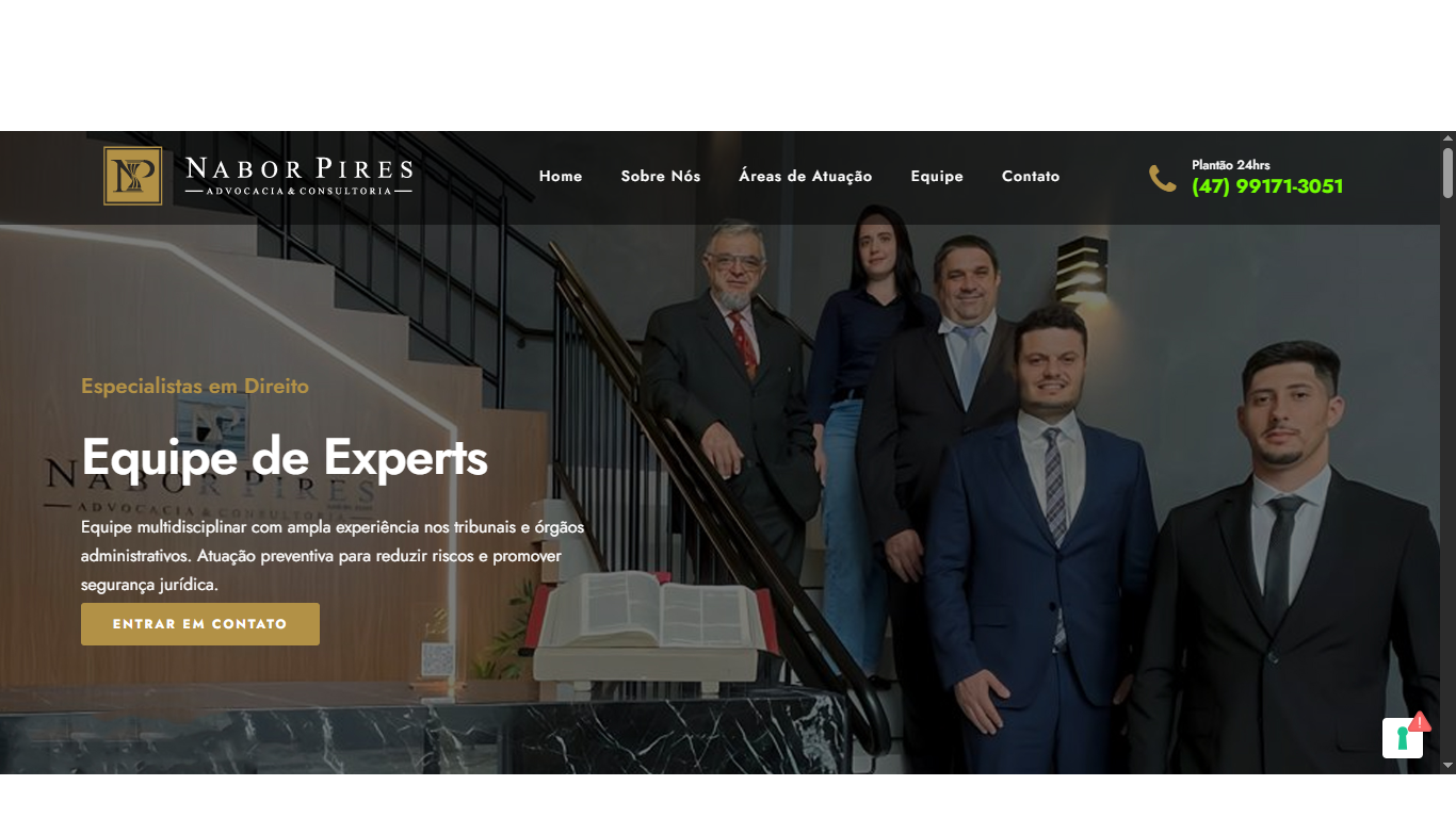 Site de Nabor Pires Advocacia e Consultoria, com apresentação da equipe e acesso às áreas de atuação e contato